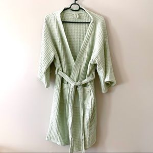 Bathen Waffle Knit Robe in Mint Green